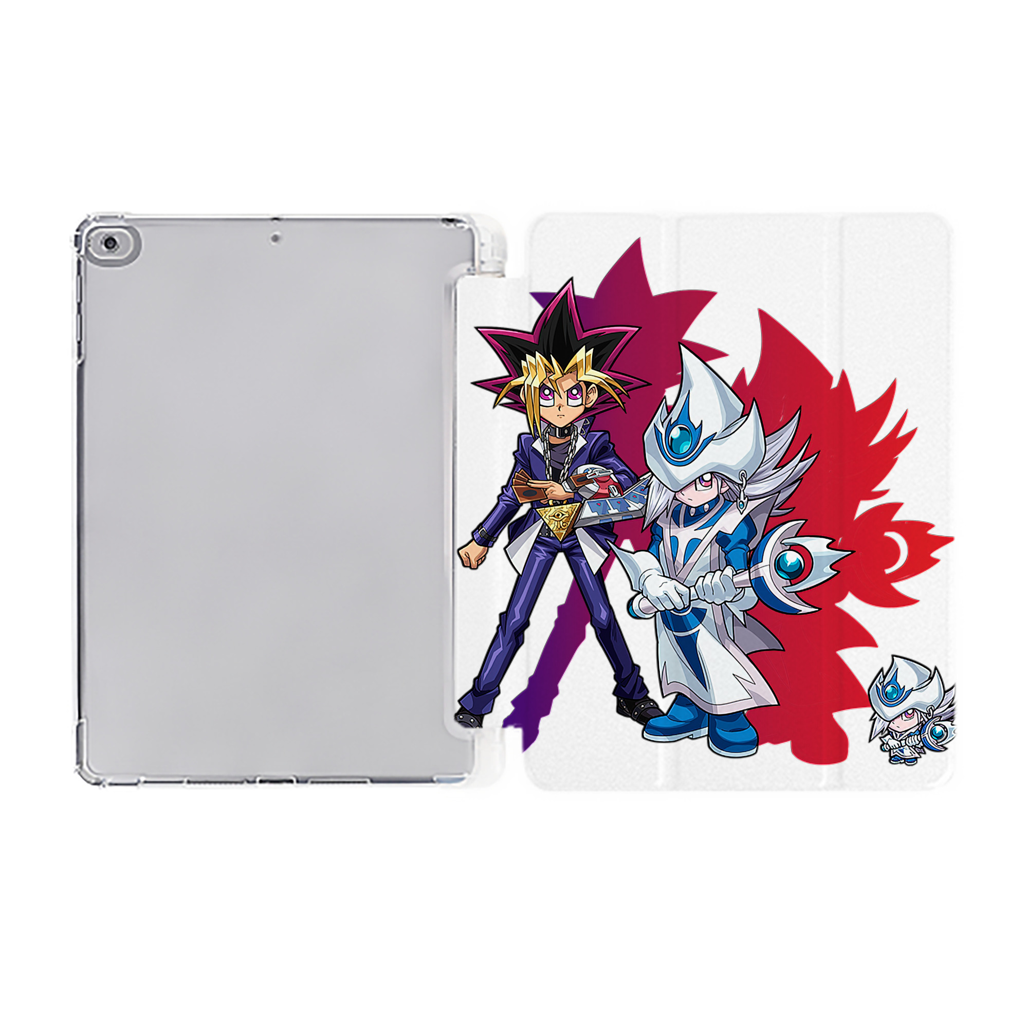 （画像用） 遊☆戯☆王 Yu-Gi-Oh! IPad ケース ペン収納付き 三つ折りスタンド PUレザー×シリコン 対応機種9.5/10.5/10.9インチ